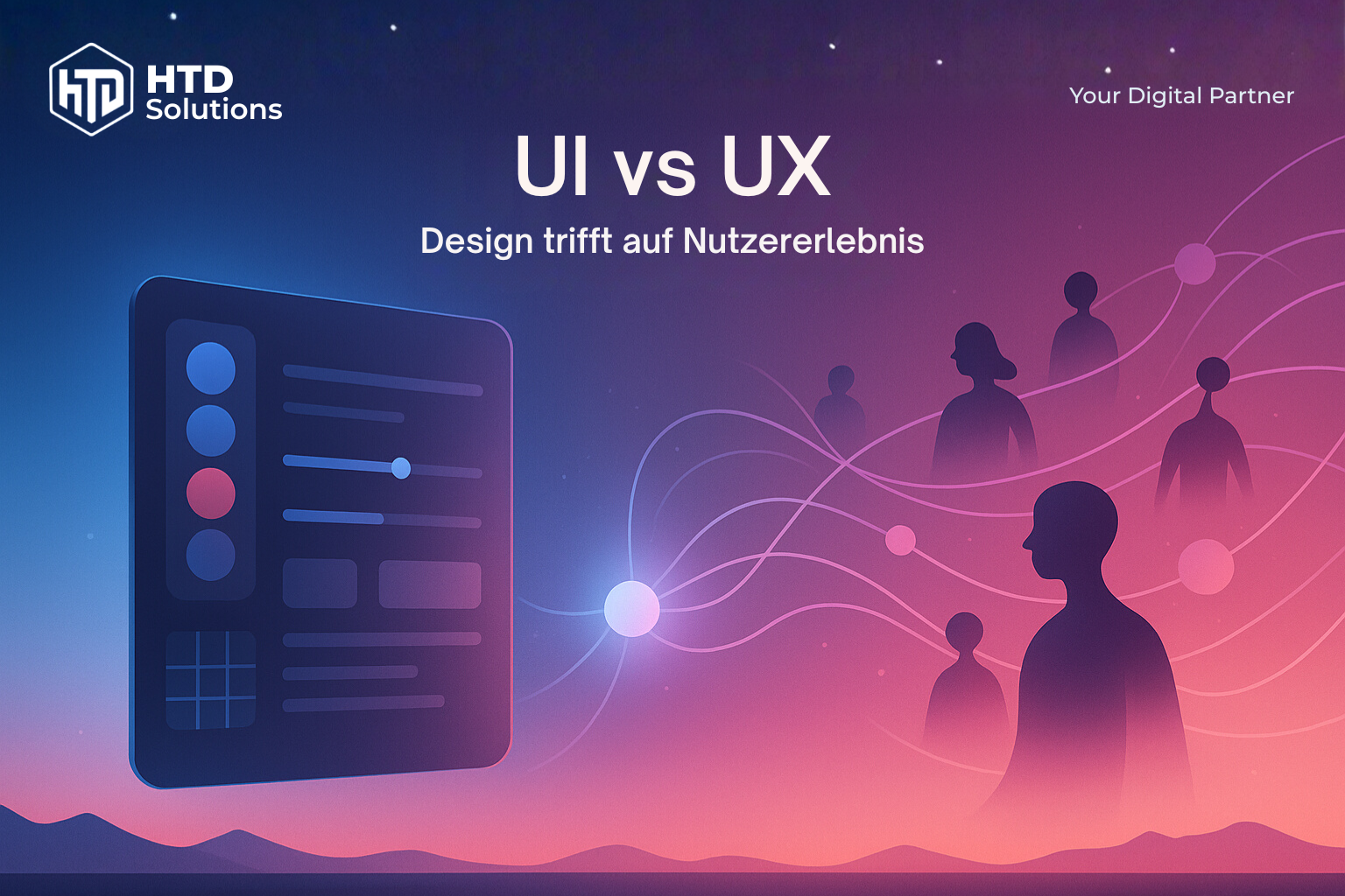 Professioneller UI- und UX-Design-Vergleich mit Benutzeroberflächen-Elementen und User-Experience-Journey für österreichische Unternehmens-Websites 2025