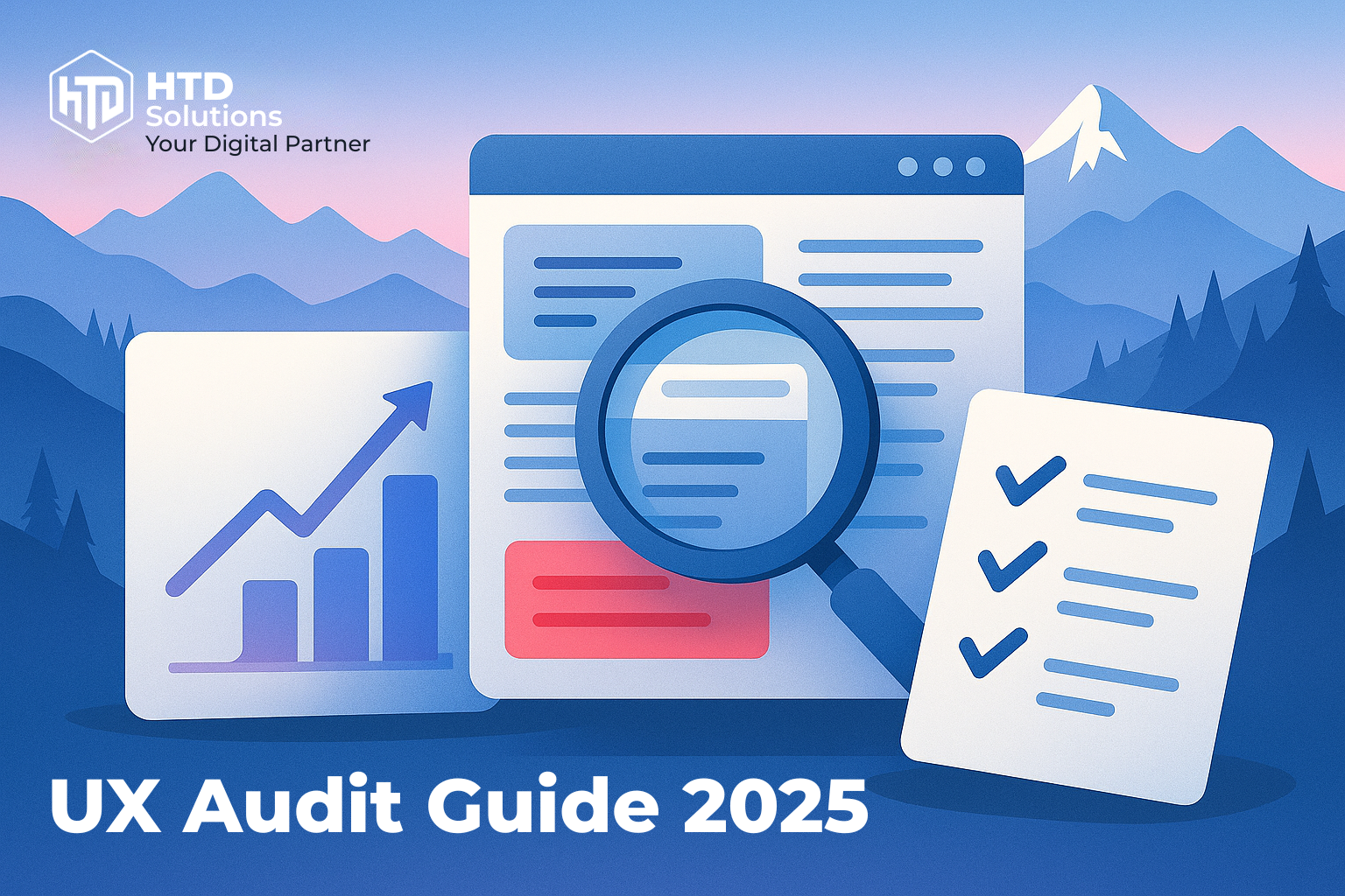 Comprehensive UX audit checklist showing conversion optimization strategies, user journey mapping, and analytics dashboard for Austrian business websites in 2025